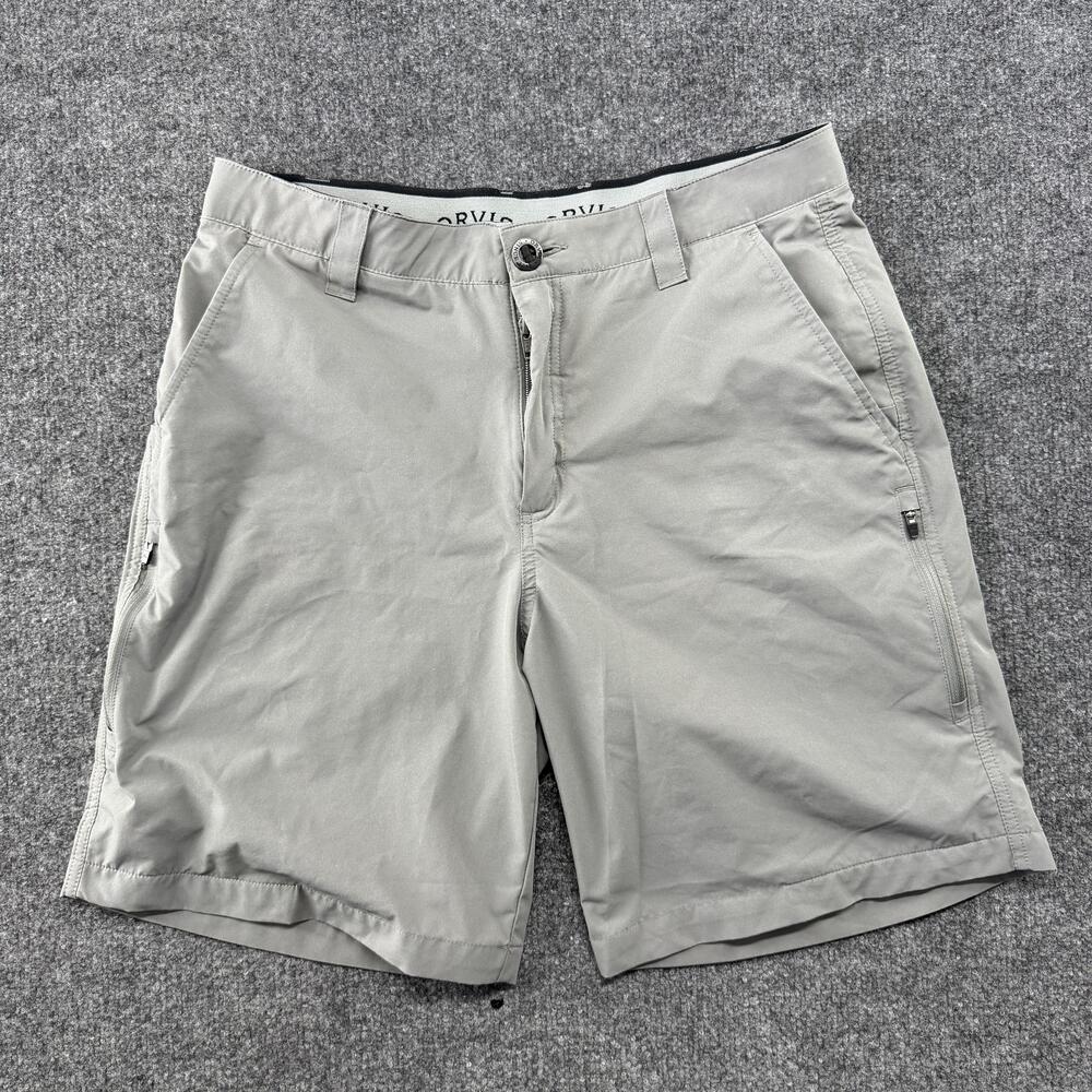 Orvis Shorts Mens 32 Gray Microfiber Chino 8 Inseam Quick Dry Travel Casual